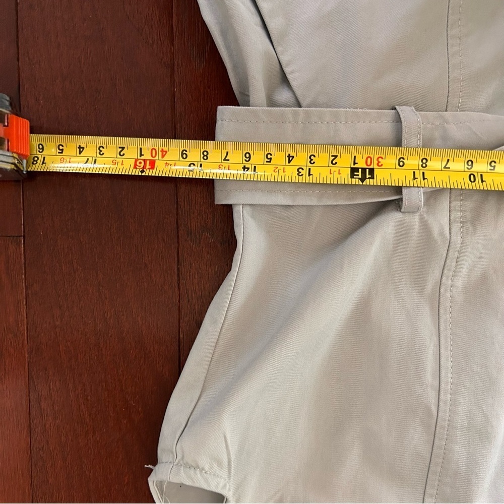 $99 Mango 100% COTTON JUMPSUIT vneck sleeveless w/ belt light heather grey Small - Picture 10 of 13